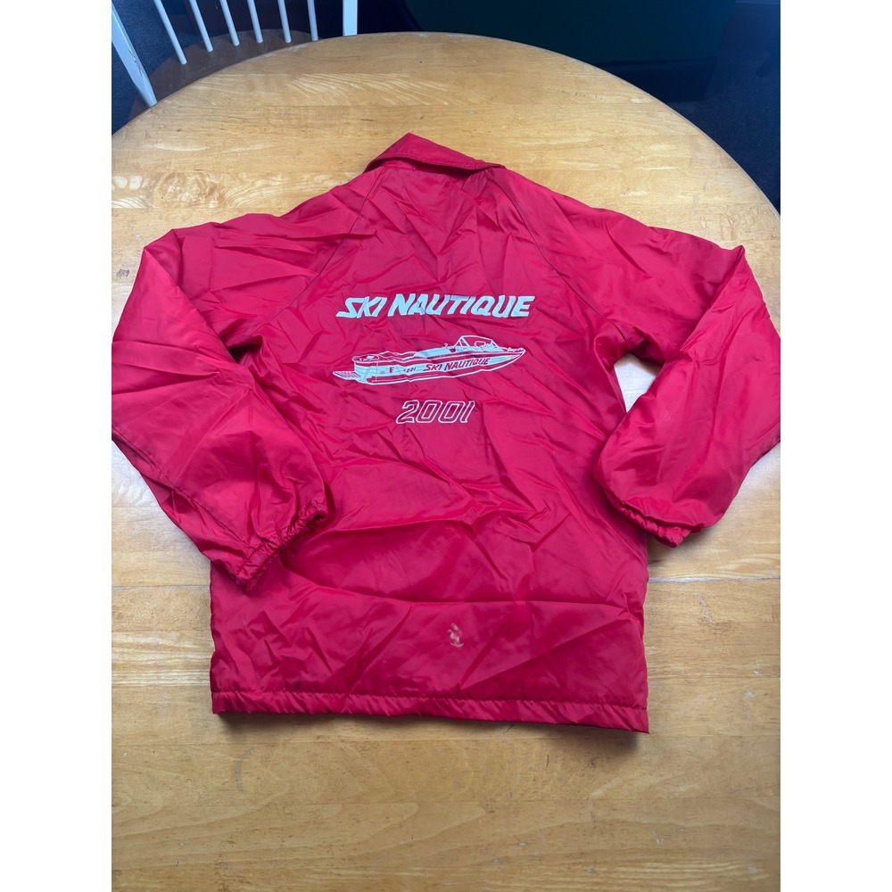 Vintage Win Wear Ski Nautique 2001 Coaches Jacket Red Nylon Windbreaker Small